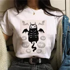 Женская футболка в стиле Харадзюку, с принтом кота из мультфильма на Хэллоуин, Повседневная футболка с коротким рукавом и круглым вырезом, 2021, XXXL
