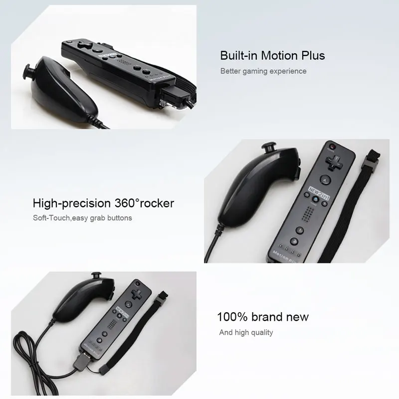 Встроенный контроллер Motion Plus для беспроводных игр wii, пульт ДУ Nunchuck для wii 2 в 1, Bluetooth, игровой контроллер, силиконовый мягкий чехол