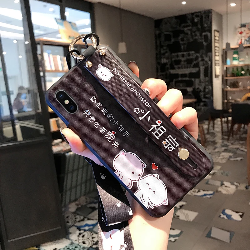 bk xiaozuzong Чехол на запястье для Xiao mi Red mi Note 5 6 Pro 5 Plus mi A2 Lite 5X 6X A1 mi 8 mi 9 SE CC9 CC9E S2 Y2 чехол с держателем - Цвет: bk xiaozuzong