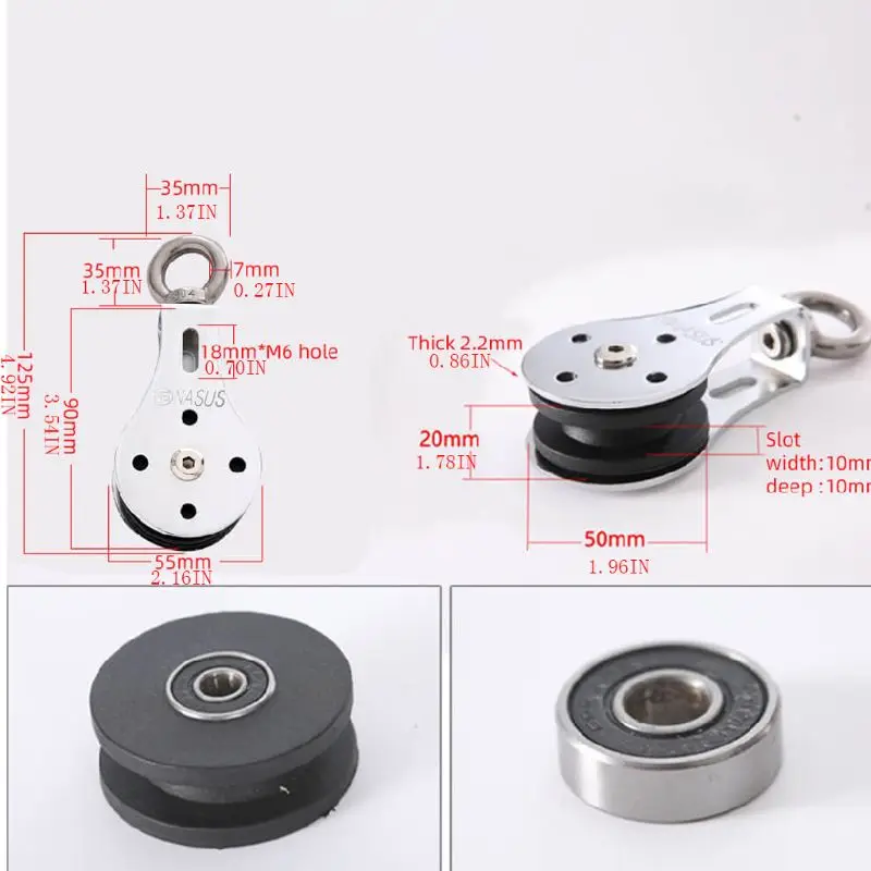 

300KG Groove Wheel Mute Swivel Fitness Strength Training Bearing Lifting Pulley Stainless Steel Duplex Bearing Heavy