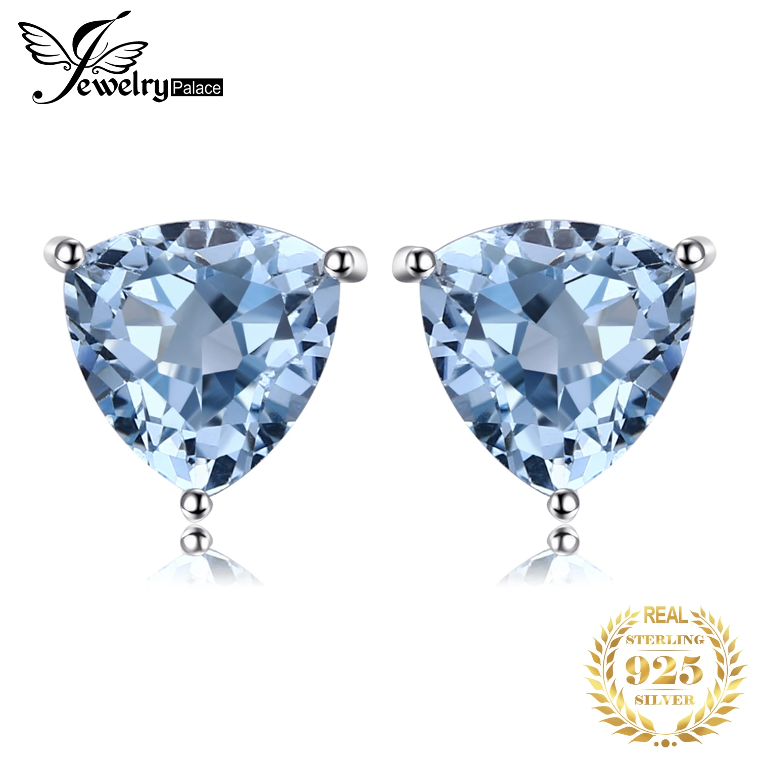 Кольцо от jewelrypalace 1.9ct натуральный Небесно Голубой топаз камень чистый 925 пробы серебряные серьги гвоздики для женщин модные украшения