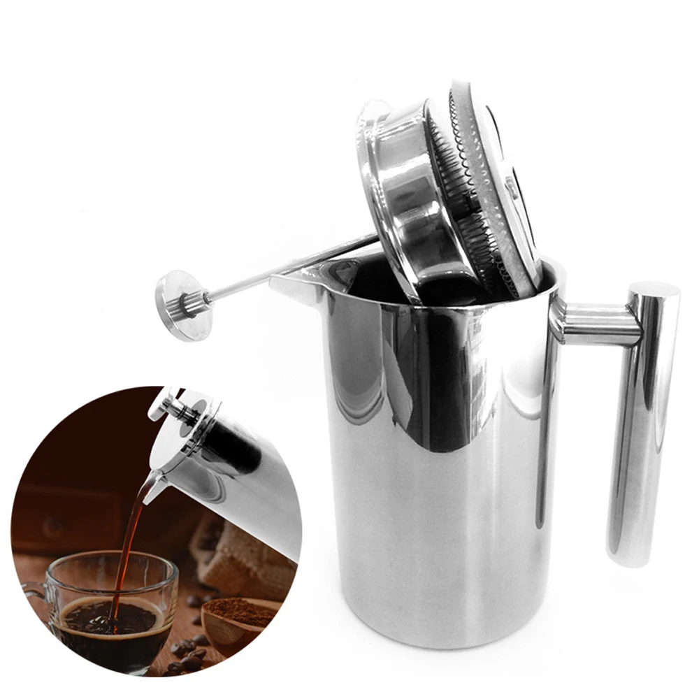 

800ml Stainless Steel French Press Pot Coffee Maker Espresso Double-mounted Tea Coffee Machine with Filter Latte Kitchen