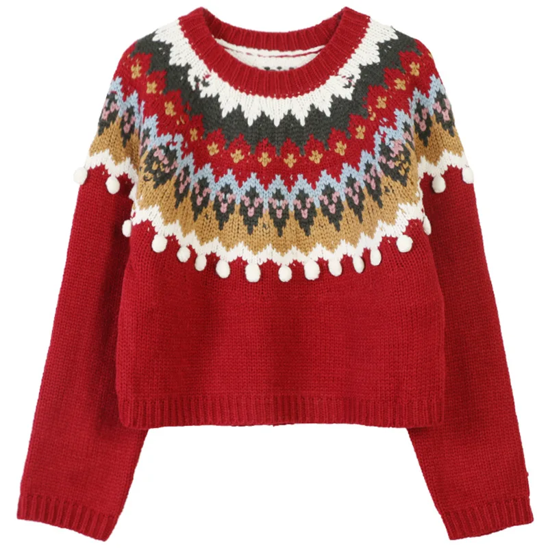 GRUIICEEN зимний свитер большого размера Рождественский Короткий стильный красный