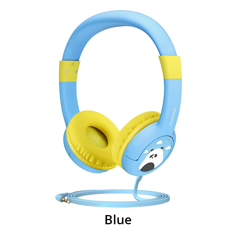 Blue Headphone Mpow BH178 детские наушники для защиты слуха, проводные наушники с милой пандой, ограниченная громкость, гарнитура с общим портом и микрофоном для iPhone, iPod - Цвет: Blue Headphone