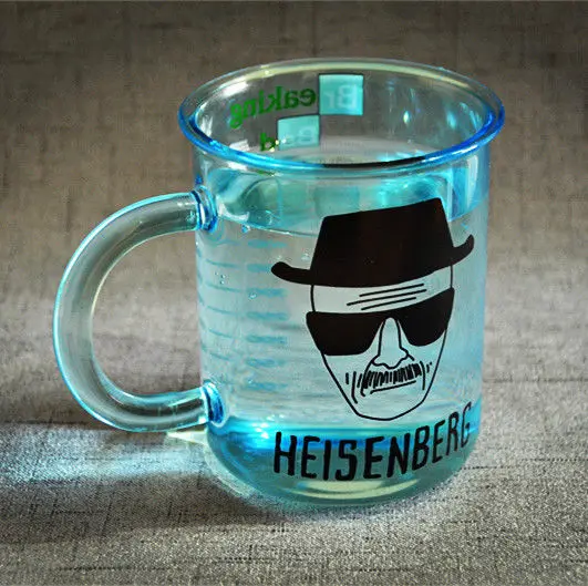 Разбивая Bad Heisenberg кружка синий Градуированный стеклянный мерный стакан кофейные