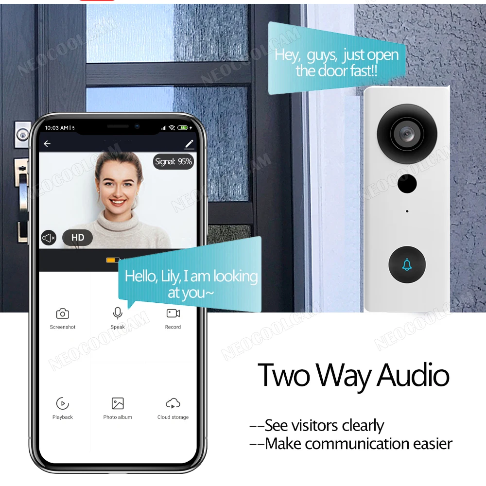Tuya 1080P видео дверной звонок интеллектуальных домашних Wi Fi открытый