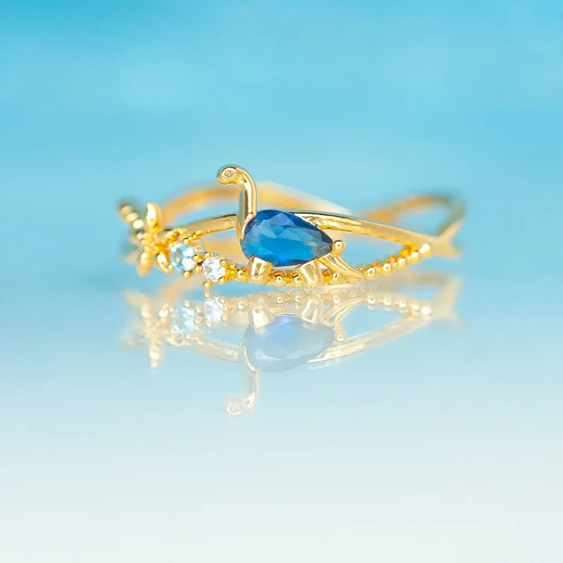 

New 18K Gold Color Preserving Color Zircon Dinosaur Ring Jewelry Accessories Wedding Rings Luxury Rings for Women Wedding