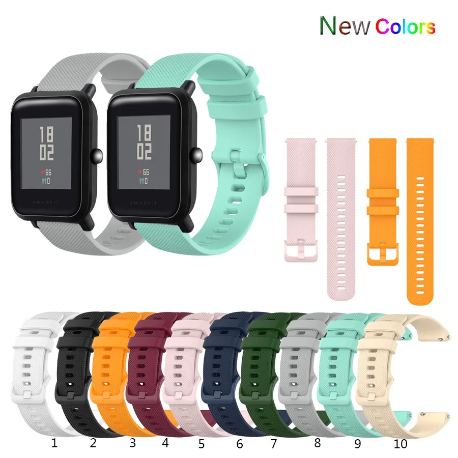 

Colorful Soft Silicone Watch Strap Band For Huami Amazfit Bip Lite S U Replacement band for Huami Amazfit Neo strap 20mm