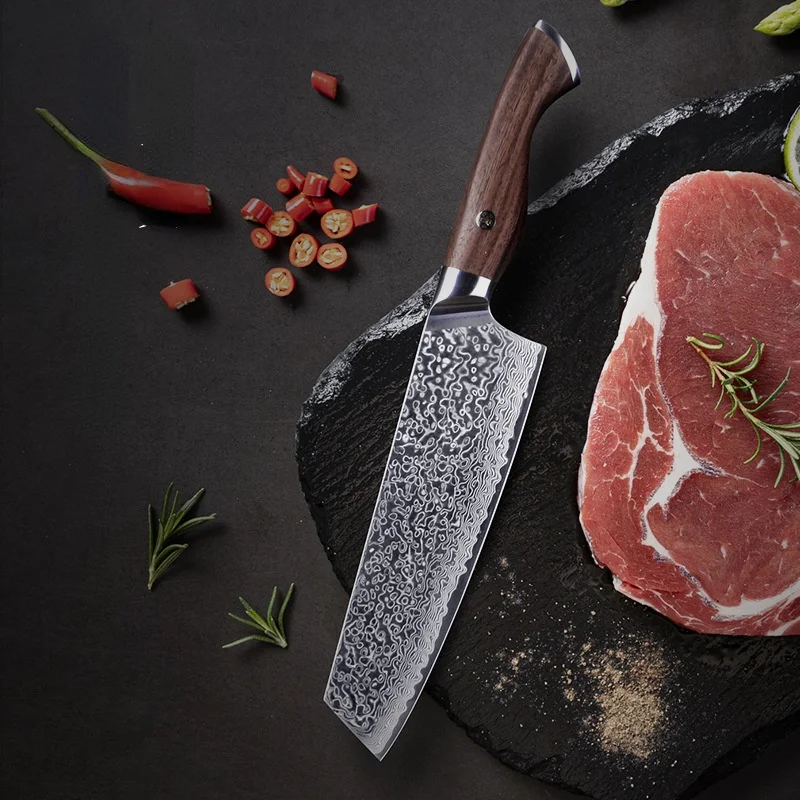 

67 Layers Damascus Knife 7 Inch VG10 Blade Kitchen Knife Meat Cleaver Chopping Knife Janpanese Nakiri Knife with Gift Box