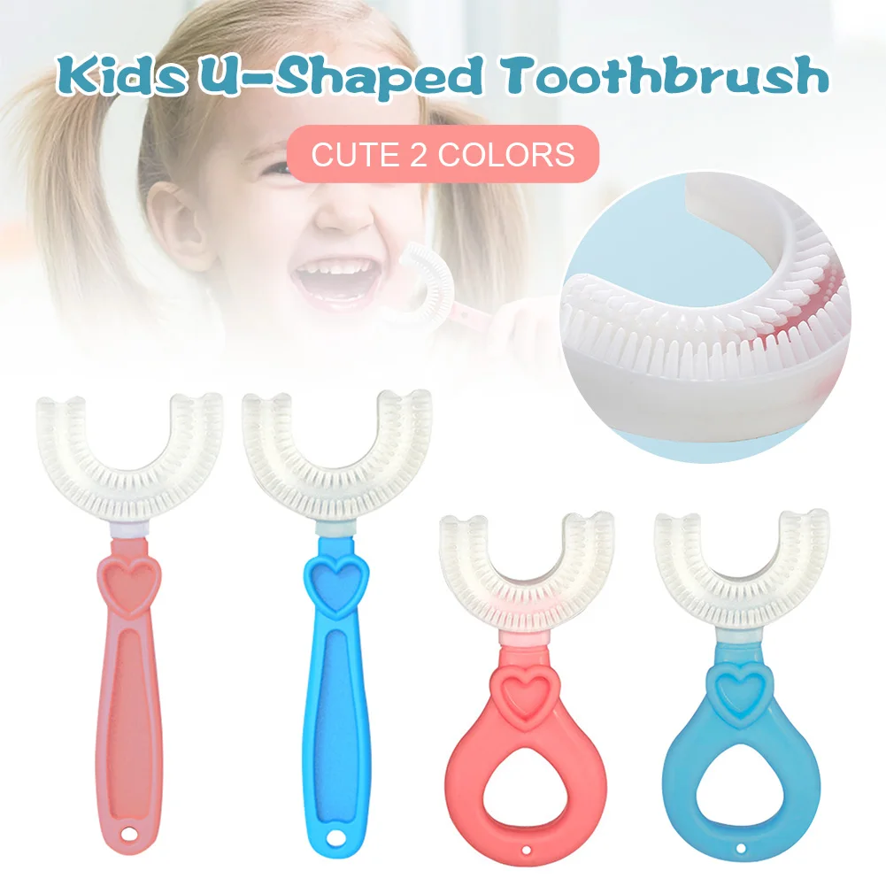 

Kids U-Shaped Toothbrush Whole Mouth Massage Toothbrush with Soft Brush Head Round/Long Handle for Kids Ages 2-12 Safe care