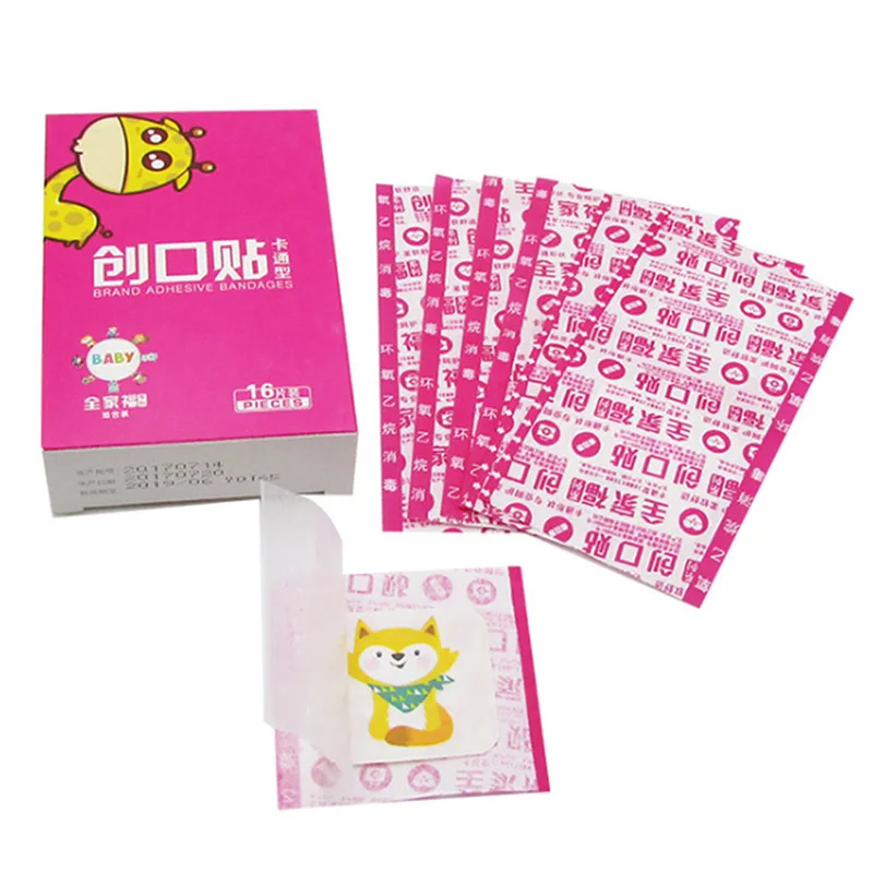 

16Pcs/Pack Cute Cartoon Animals Band Aid Waterproof Breathable Band Aid Kawaii Hemostasis Adhesive Bandages First Emergency Kit