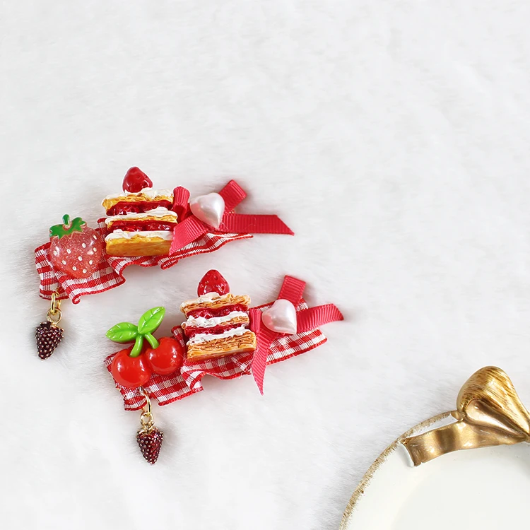 

Зажим для волос Red кравой зажим двойной конский хвост Лолита Милая мама Lo Mother Ci сладкий клубничный торт бант японский