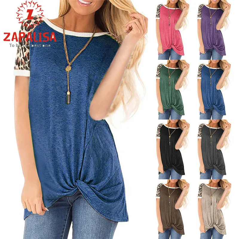 ZAPALISA футболка с коротким рукавом и круглым вырезом однотонная леопардовая в