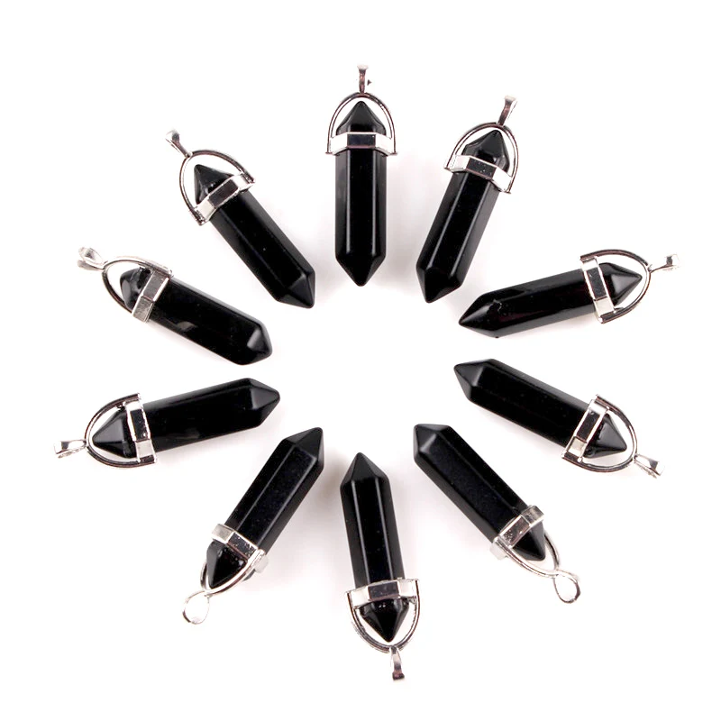 10 шт. натуральный камень тигровый глаз шестигранные Ожерелья Подвески Кристалл