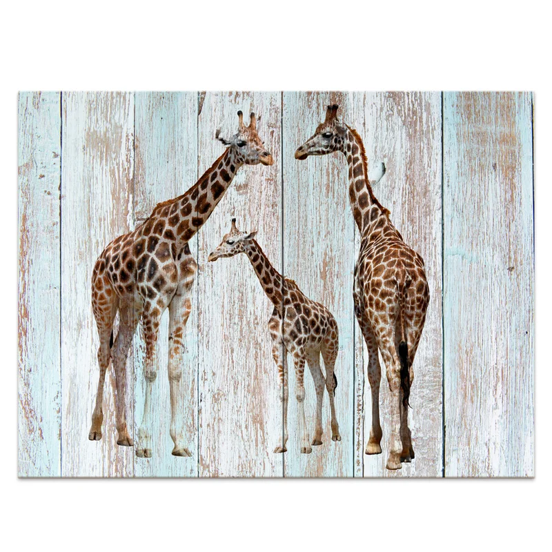 Жираф Семья плакат Wall Art Печать холст Картина 1 штук Африка домашние украшения с