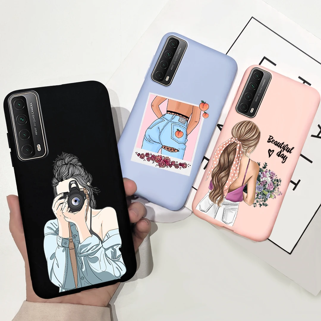 

Candy Silicone Case For Huawei P Smart 2021 Case Travel Girl Soft TPU Phone Back Cover For Huawei Y7A Coque Funda P Smart 2021