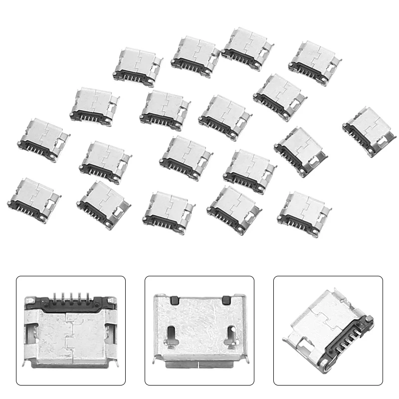 20 шт. 5 контактный разъем SMT Micro USB Type B гнездовой SMD Штекерный DIP