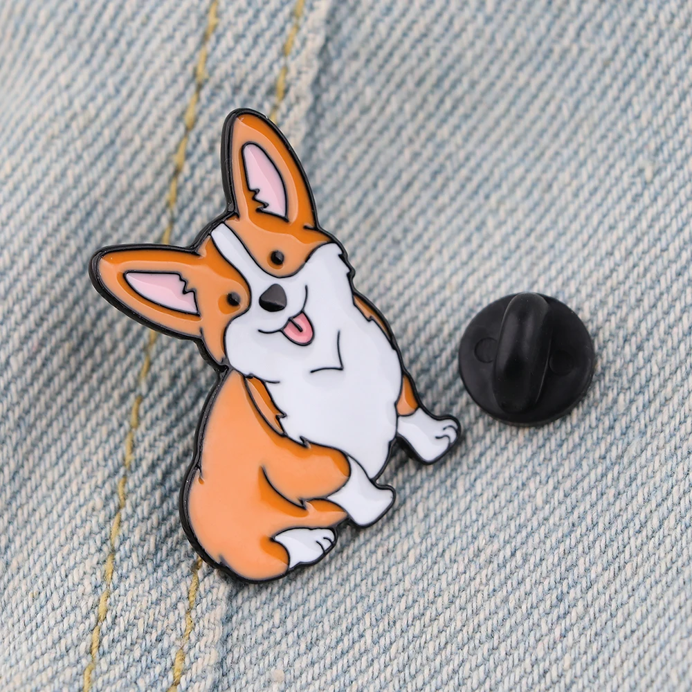 Холдинг HJ747: Оптовая продажа булавок с корги из металла и эмали для украшений, модные значки-брошки для ювелирных украшений и подарков на.