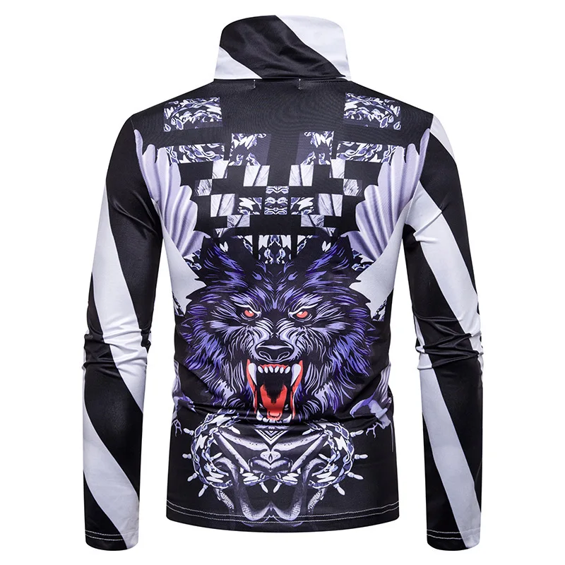 Новинка осени 2019 мужская полосатая футболка с принтом гепарда большого размера