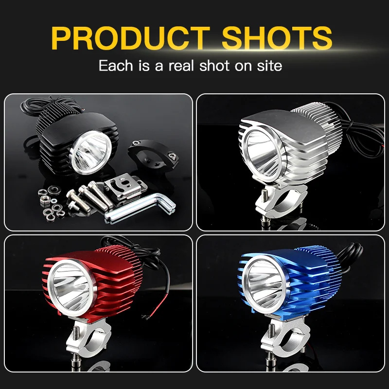 

1PC 12-72V LED Motorcycle Spotlights Headlight 18W 2800Lm Moto Bike Fog DRLs Headlamp 4x4 Offroad Work Drive Spot Lights White