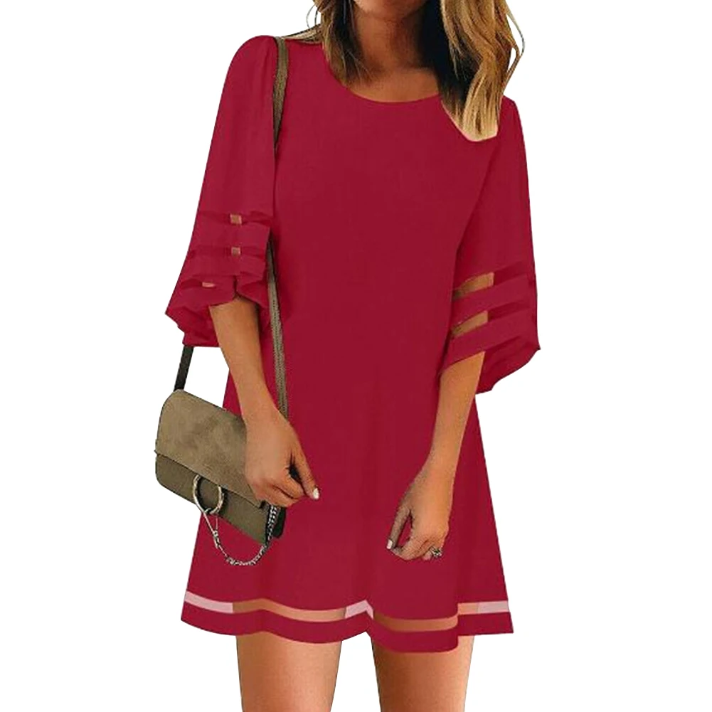 Свободное повседневное модное женское платье трапециевидной формы с