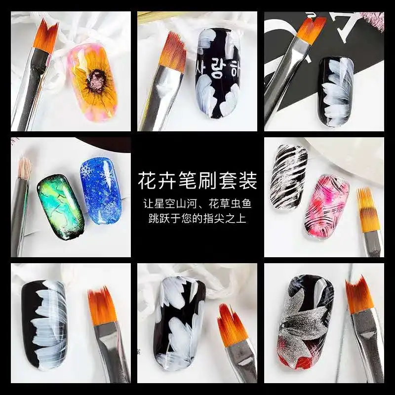 Nail Art Brush French Gradient Half Moon Smile Flat Pen Manicure Drawing Painting Tips UV Gel Extension Builder Tool enlarge