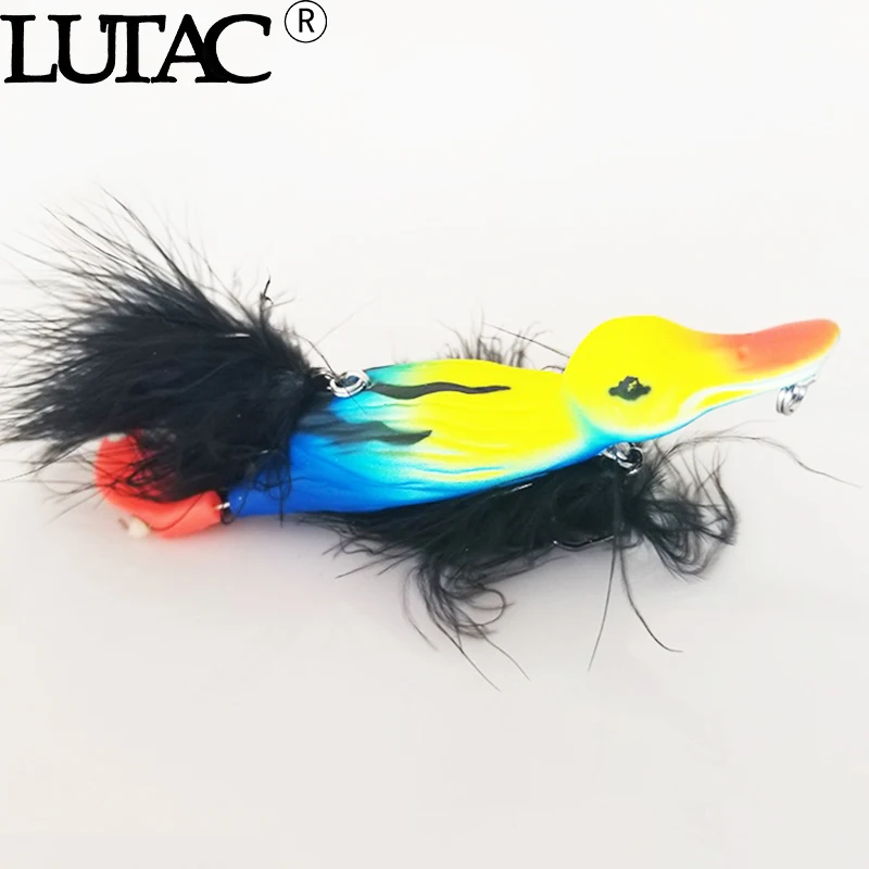LUTAC Floating Duck Lure 105mm 29g LD01B Feather Tail Treble HooK Sea Bass Artificial Hard Plastic Simulated Bait