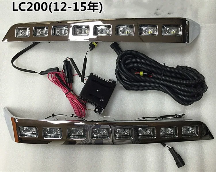 

Osmrk Led drl daytime running lights fog lamp +front side bumper light for Toyota Land Cruiser LC200URJ202GRJ200 4000 4600