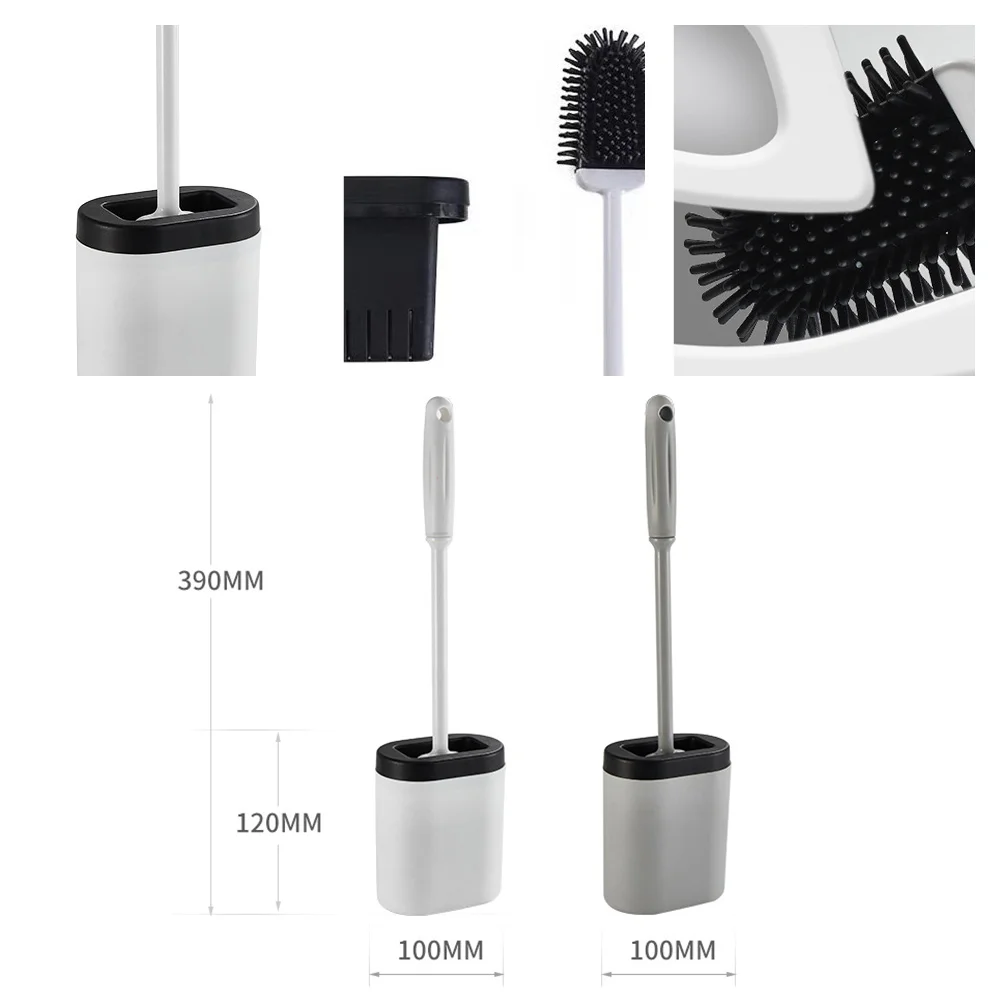 

Silicone Toilet Brush with Holder Soft Bristles Easy Clean Toilet Brush Wall Mounted Floor Standing Bathroom Cleaning Tools