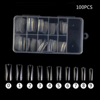 100pcsbaghigh quality folding without trace half cover french tips false nails tips10 size clear long fake nails press on nails
