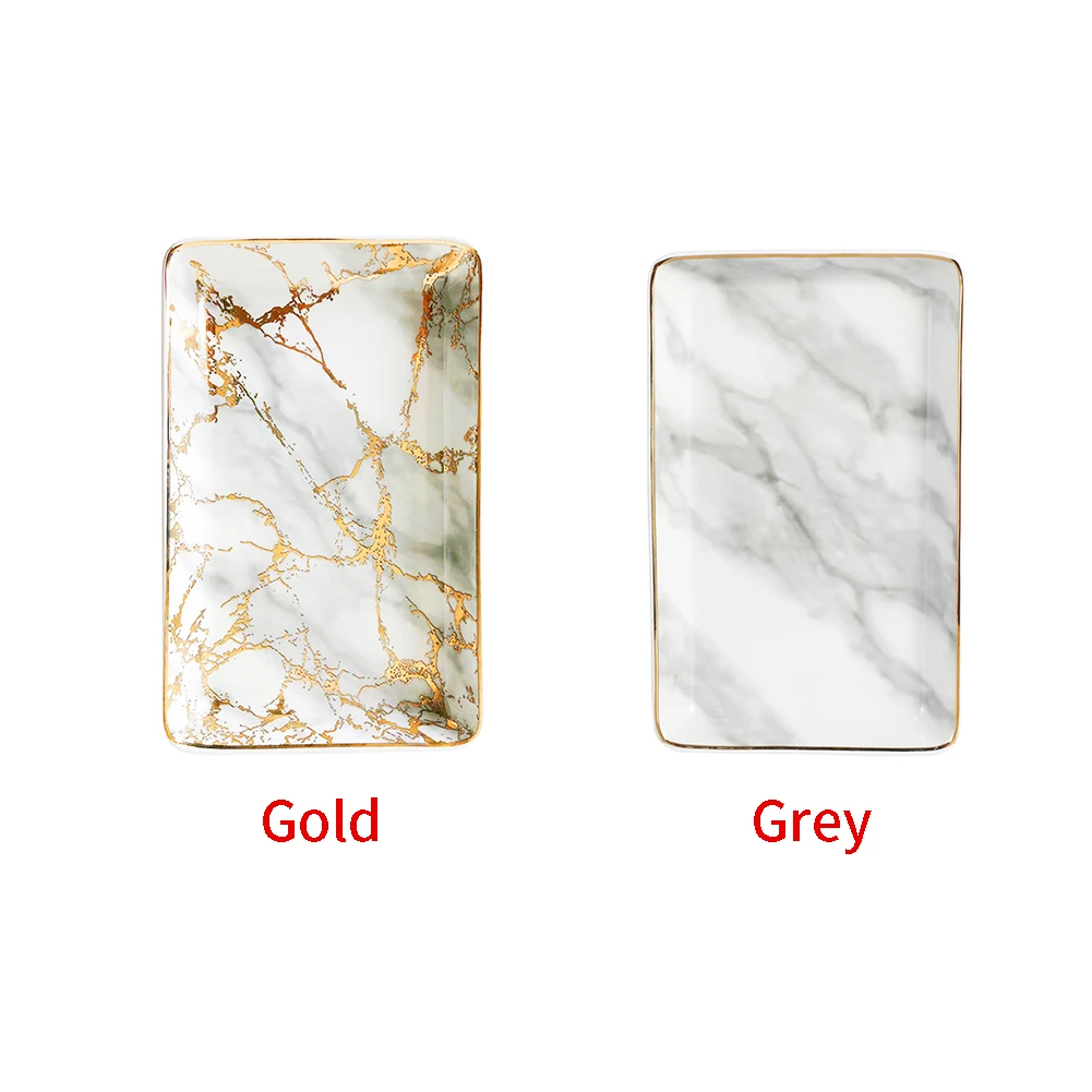 Rectangular Kitchen Ceramic Storage Tray Nordic Style Fruit Plate Decoration Jewelry Display Marble Pattern Desktop Organizer | Дом и сад