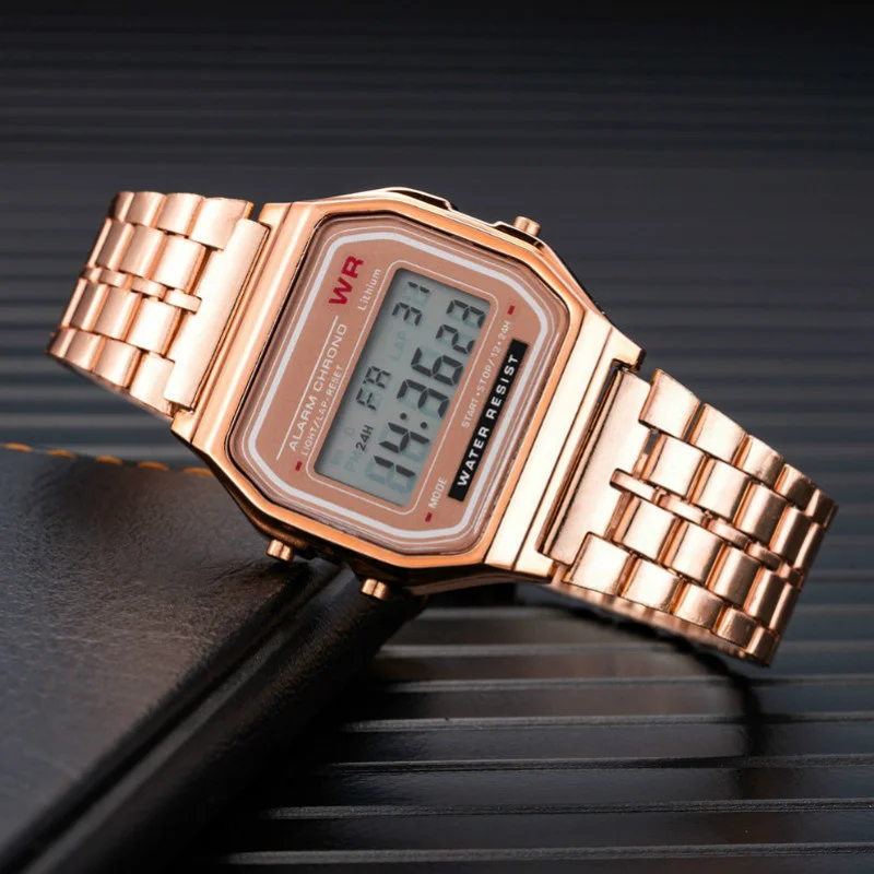 

Women's Watches Simple Retro All Metal Digital Wristwatches Stylish Hot Style Neutral Steel Band Led Watch for Men Women Watch