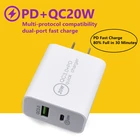 Новинка 2021, PD20W + QC3.0 быстрое зарядное устройство USB с зарядной головкой PD для iPhone 12 11 X XS XR 8 Samsung Xiaomi