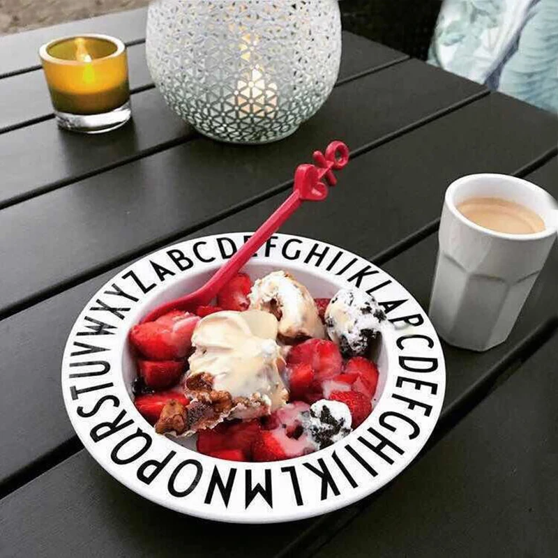 Children's Alphabet Plate Baby Anti-fall Dishes Number Letter Tray Food Supplement Training Triangle Rectangle Tableware 1258