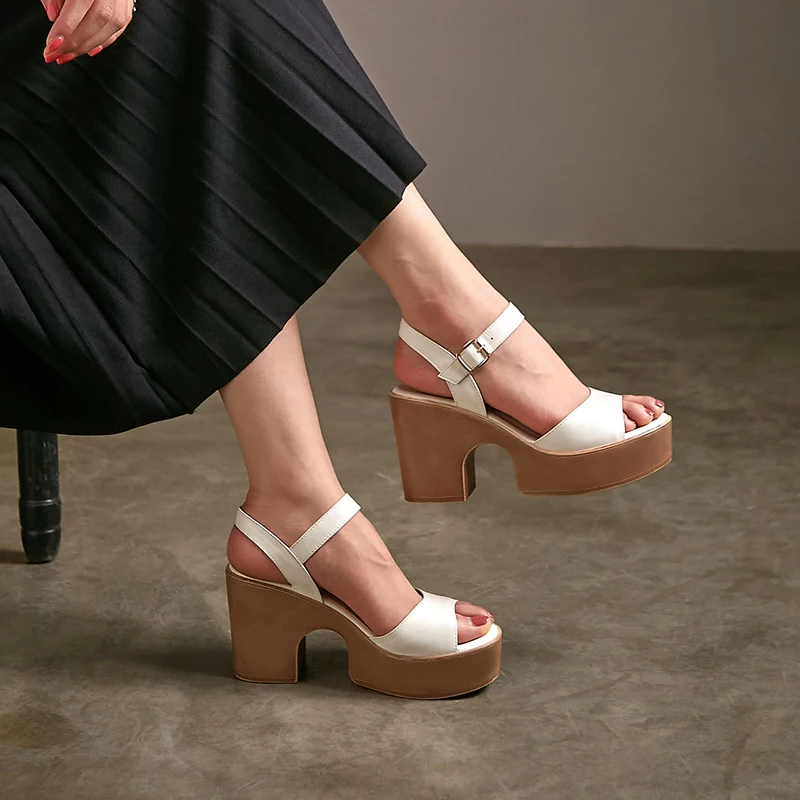 

Smirnova 2020 New arrival fashion women sandals genuine leather platform ladies shoes summer high heles shoes woman yellow