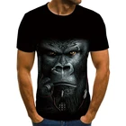 Футболка с 3D-принтом шимпанзе, мужская летняя модная крутая футболка с короткими рукавами и 3D-принтом животных для мужчин и женщин