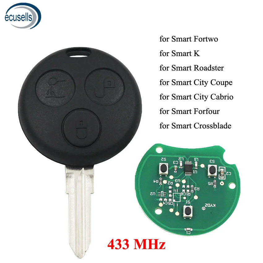 Распродажа! 3 кнопки дистанционного ключа брелок 433/434 МГц для Benz Smart Fortwo Roadster City