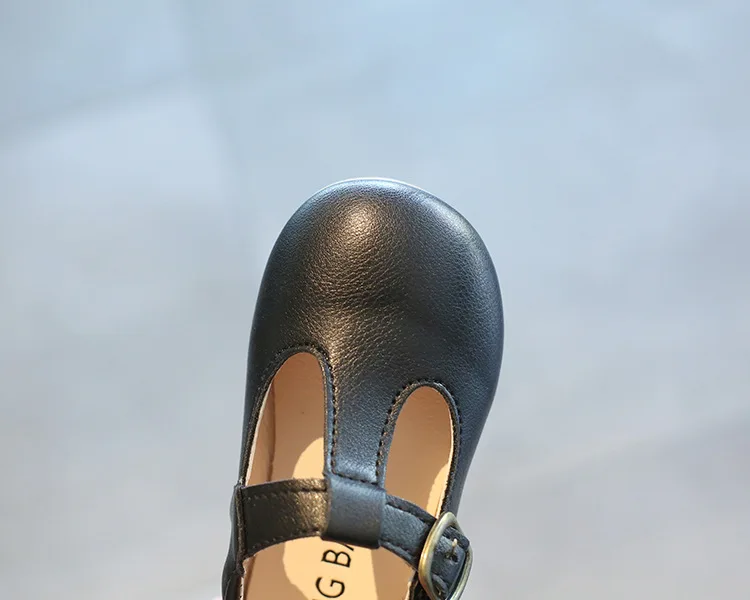

Baby Simple Shoes New Wide Korean Children Girls Pu Princess Breathable Rubber Dancing Black Flat Shoes Kids Leather Shoes