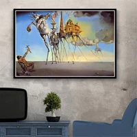 psychedelic painting salvador dali surrealism abstract retro wall art poster and prints wall pictures for living room home decor