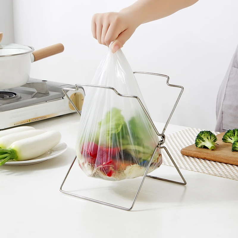 Нержавеющая сталь складной мешок для мусора мусорный полка пакета полотенце