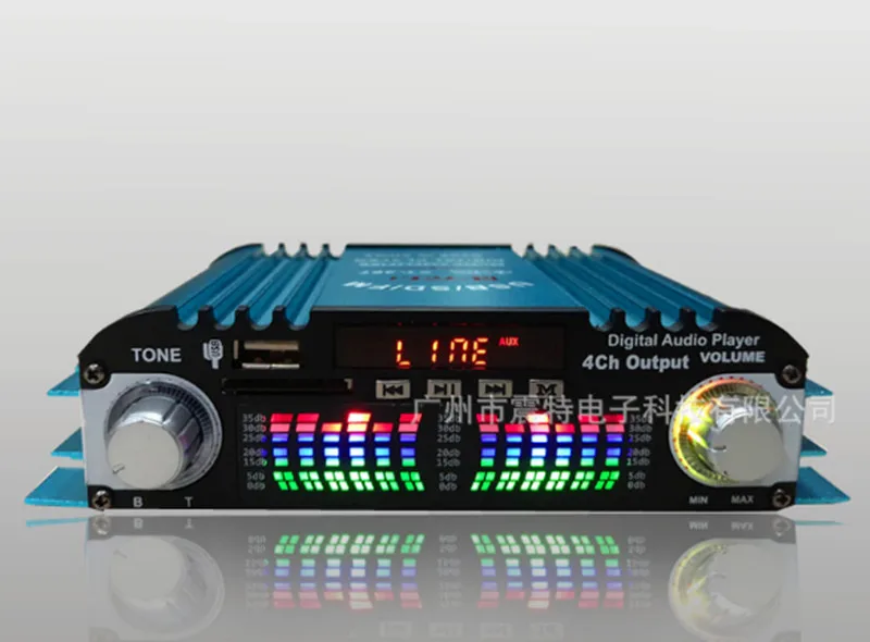 DC12V 40 Вт+ 40 Вт мини 4-канальный Bluetooth автомобиля домашнем компьютере цифровой аудио усилитель пульт дистанционного управления FM радио USB SD музыкальный плейер