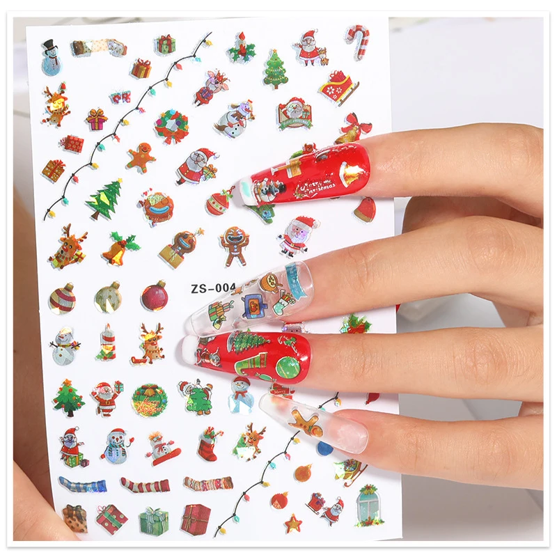 

1pcs Winter Nail Art Sticker Snow Flower Elk Christmas 3D Decals Design Manicure Decoration Accessories