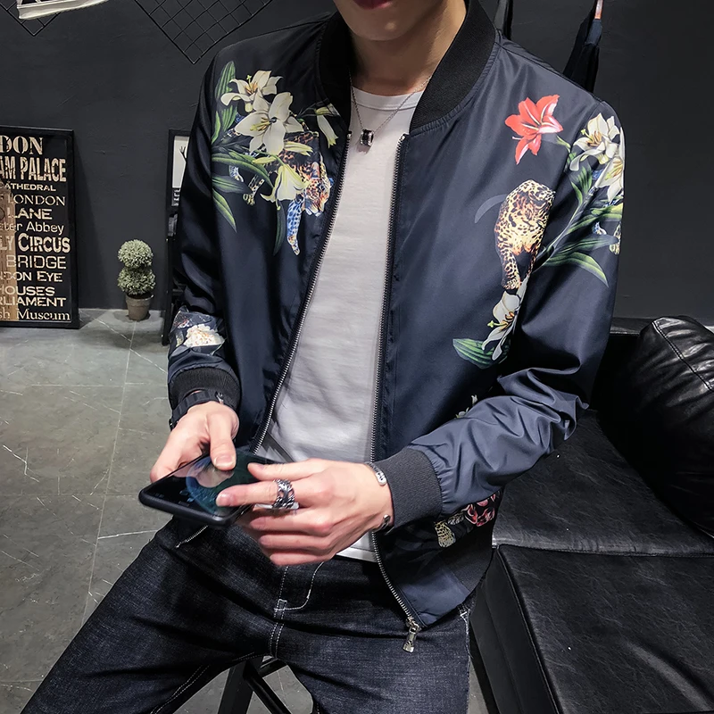 

Clothes Spring 2020 Flower Jacket Men Fancy Men Club Party Chaqueta Para Hombre Cortaviento Hombre Slim Fit Chaqueta Hombre