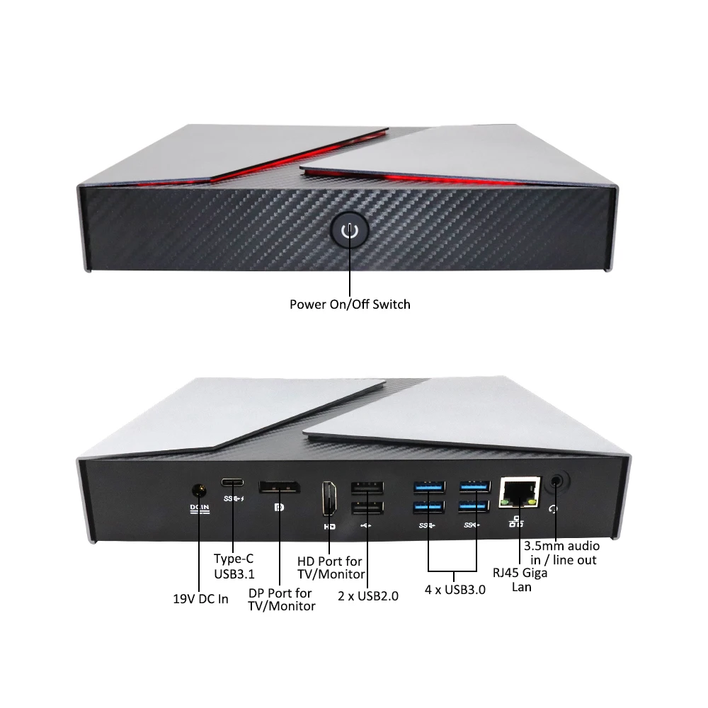 Выделенная карта Intel Mini PC Gamer Core i9 9980HK/i7 9750H Windows 11/ 10 TPM2.0 GTX 1650 4 ГБ 2 * DDR4 64 Гб игровой