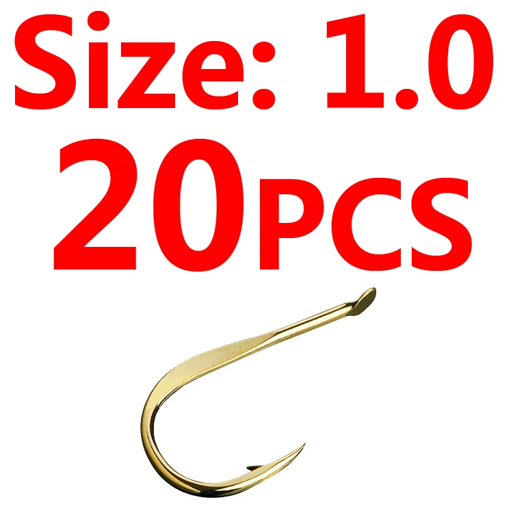 20pcs Size 1 Bimoo 20 шт. золотой цвет сильный Карп Рыболовный крючок колючий японский рыболовный крючок Размер 0,5~ Размер 10 - Цвет: 20pcs Size 1