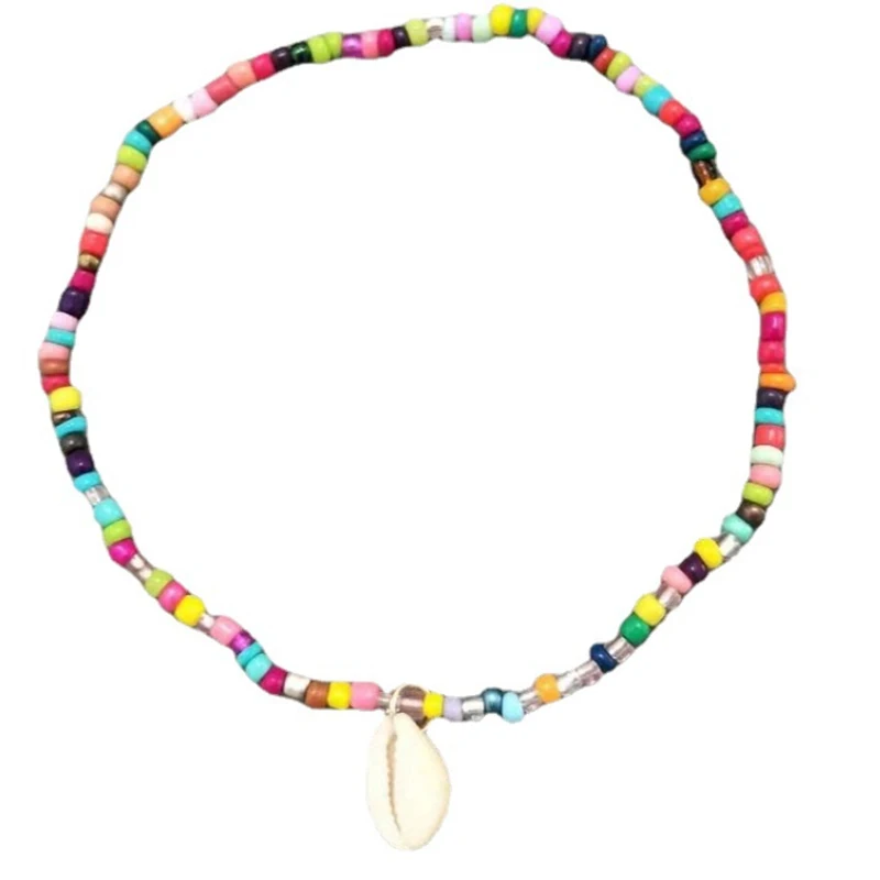 

women's neck chain rice bead mix and match shell sweet lady elastic line string beaded necklace bracelet beaded necklace Jewelry