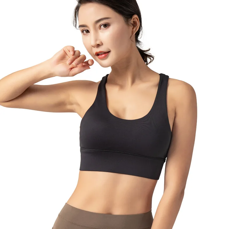 

Fitness Sports Bra for Women Push Up Solid Cross Back Yoga Running Gym Training Workout Femme Padded Underwear Crop Tops Female