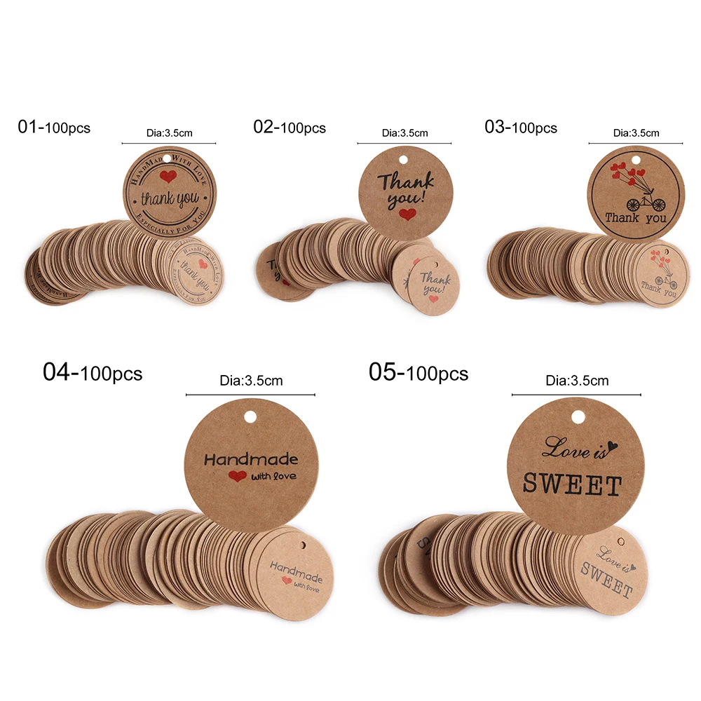 100 шт./пакет спасибо с красным украшение в виде сердца крафт-бумажная бирка для