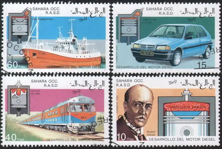 4 шт. Sahara автомобильный поезд корабль транспорт 1993 почтовые марки почтовая