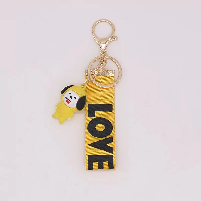 

JCBTSH Cartoon LOVE Ribbon Bag Ornament Accessories Crafts Silicone Animal Pattern Keychain